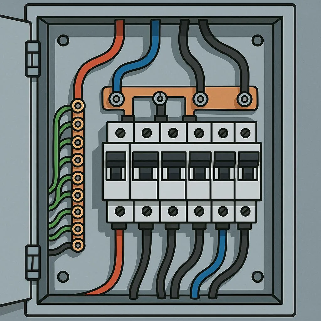 Electrician working on a panel
